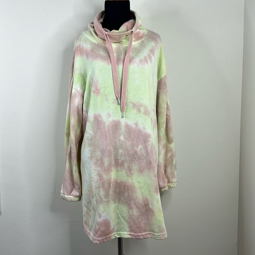 CALI 1850 LOS ANGELES Longsleeve Tie Dye Mock Neck Dress L